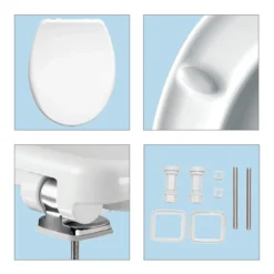 Bemis Venezia Soft Close Toilet Seat With Adjustable Chrome Hinges