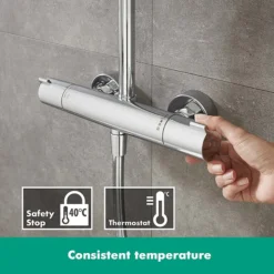 Hansgrohe Crometta S Showerpipe 240 1 Jet With Thermostatic Bath Mixer -Ideal Standard Store 27267000 d3n