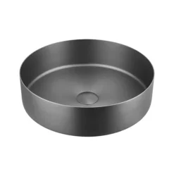 JTP Vos Brushed Black Round Stainless Steel Counter Top Basin + Waste -Ideal Standard Store 27ctr400bbl d1