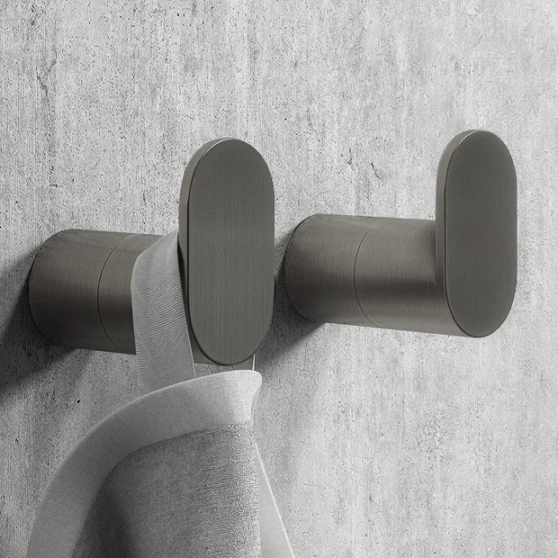 2 X Arezzo Gunmetal Grey Robe/Towel Hooks 4 2 X Arezzo Gunmetal Grey Robe/Towel Hooks - Image 2