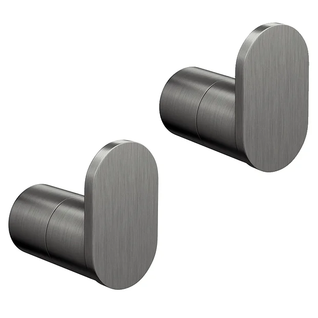 2 X Arezzo Gunmetal Grey Robe/Towel Hooks 3 2 X Arezzo Gunmetal Grey Robe/Towel Hooks