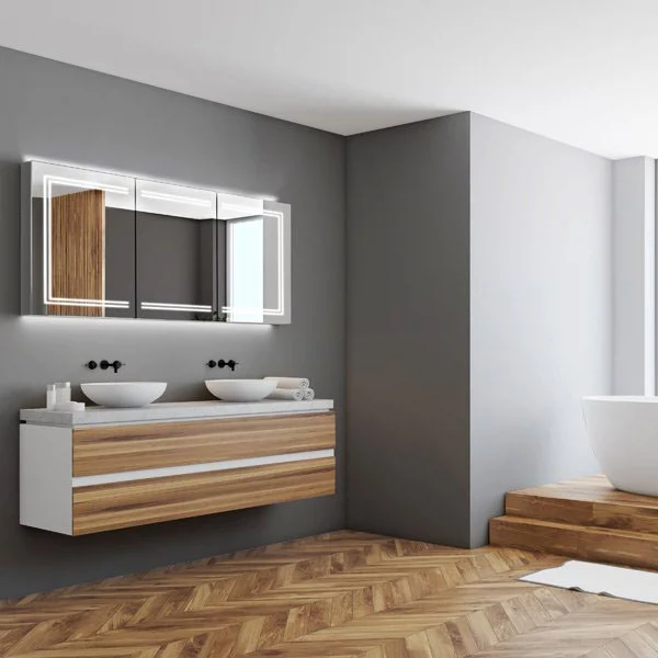 HIB Edge 120 LED Illuminated Aluminium Mirror Cabinet 3 HIB Edge 120 LED Illuminated Aluminium Mirror Cabinet