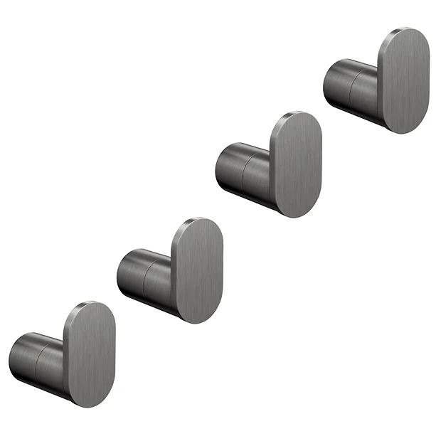 4 X Arezzo Gunmetal Grey Robe/Towel Hooks 3 4 X Arezzo Gunmetal Grey Robe/Towel Hooks