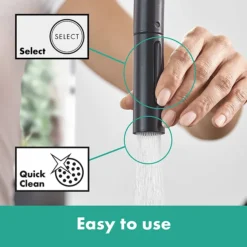 Hansgrohe Talis M54 Single Lever Kitchen Mixer 210 With Pull Out Spray - Matt Black -Ideal Standard Store 72800670 d1n