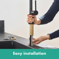 Hansgrohe Talis M54 Single Lever Kitchen Mixer 210 With Pull Out Spray - Matt Black -Ideal Standard Store 72800670 d2n