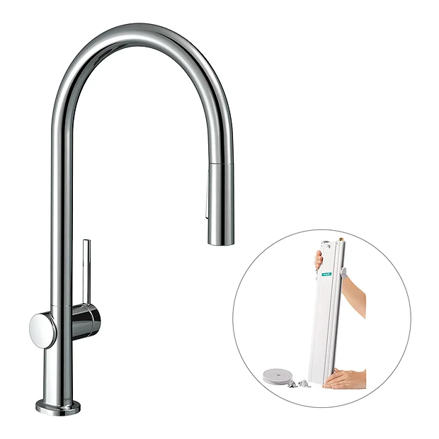 Hansgrohe Talis M54 Single Lever Kitchen Mixer 210 With Pull Out Spray And SBox - Chrome 4 Hansgrohe Talis M54 Single Lever Kitchen Mixer 210 With Pull Out Spray And SBox - Chrome - Image 2