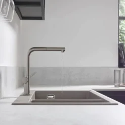 Hansgrohe Talis M54 270 Single Lever Kitchen Mixer With Pull Out Spray - Stainless Steel -Ideal Standard Store 72808800 d1