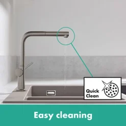 Hansgrohe Talis M54 270 Single Lever Kitchen Mixer With Pull Out Spray - Stainless Steel -Ideal Standard Store 72808800 d3