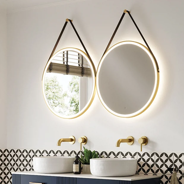 HIB Solstice Brushed Brass 60 Round LED Illuminated Mirror 5 HIB Solstice Brushed Brass 60 Round LED Illuminated Mirror - Image 3