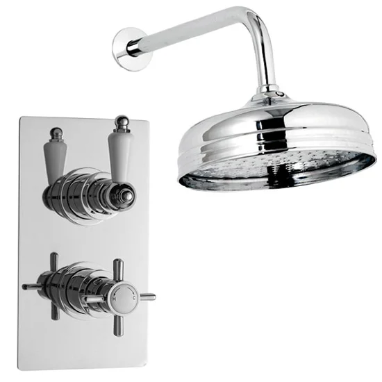 Hudson Reed Beaumont Twin Concealed Thermostatic Valve W/ 8" Apron Fixed Head 4 Hudson Reed Beaumont Twin Concealed Thermostatic Valve W/ 8" Apron Fixed Head - Image 2