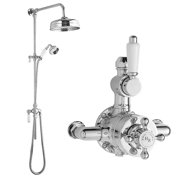 Hudson Reed Twin Shower Valve With Victorian Grand Rigid Riser Kit - Chrome 4 Hudson Reed Twin Shower Valve With Victorian Grand Rigid Riser Kit - Chrome - Image 2
