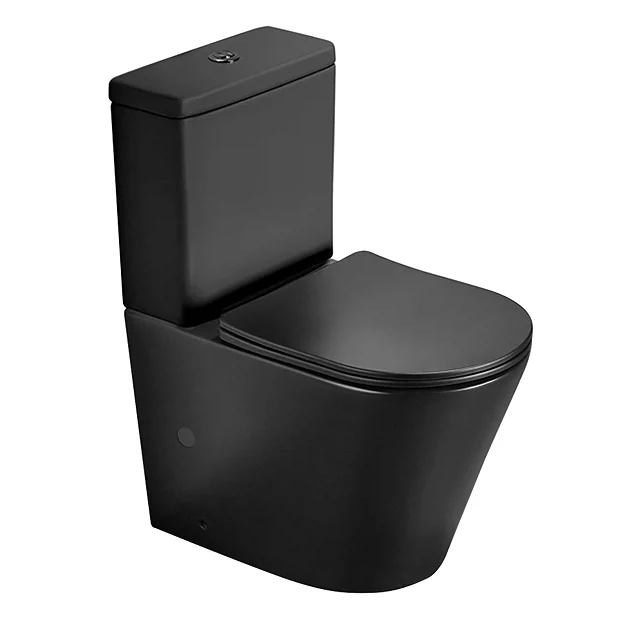 Arezzo Matt Black BTW Close Coupled Toilet + Soft Close Seat 3 Arezzo Matt Black BTW Close Coupled Toilet + Soft Close Seat