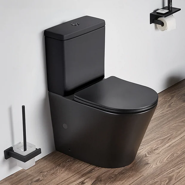 Arezzo Matt Black BTW Close Coupled Toilet + Soft Close Seat 4 Arezzo Matt Black BTW Close Coupled Toilet + Soft Close Seat - Image 2