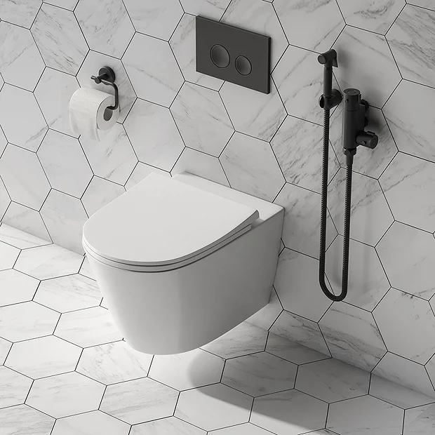 Arezzo Round Douche Thermostatic Bar Valve With Shower Spray Kit Matt Black 3 Arezzo Round Douche Thermostatic Bar Valve With Shower Spray Kit Matt Black