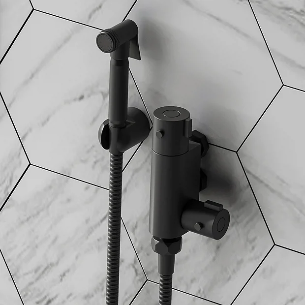 Arezzo Round Douche Thermostatic Bar Valve With Shower Spray Kit Matt Black 4 Arezzo Round Douche Thermostatic Bar Valve With Shower Spray Kit Matt Black - Image 2
