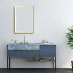 Arezzo Brushed Brass 500 X 700mm Rectangular LED Illuminated Anti-Fog Bathroom Mirror -Ideal Standard Store arzim06bb d5