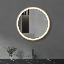 Arezzo Brushed Brass 600mm Round LED Illuminated Anti-Fog Bathroom Mirror 11 Arezzo Brushed Brass 600mm Round LED Illuminated Anti-Fog Bathroom Mirror -Ideal Standard Store arzim08bb d3