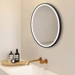 Arezzo Matt Black 600mm Round LED Illuminated Anti-Fog Bathroom Mirror 8 Arezzo Matt Black 600mm Round LED Illuminated Anti-Fog Bathroom Mirror -Ideal Standard Store arzim08mb d1