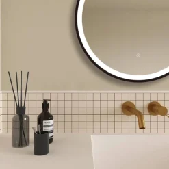 Arezzo Matt Black 600mm Round LED Illuminated Anti-Fog Bathroom Mirror 9 Arezzo Matt Black 600mm Round LED Illuminated Anti-Fog Bathroom Mirror -Ideal Standard Store arzim08mb d2