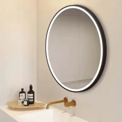 Arezzo Matt Black 800mm Round LED Illuminated Anti-Fog Bathroom Mirror -Ideal Standard Store arzim10mb d2