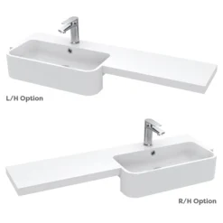 Arezzo 1100 Matt Green Semi-Recessed Round Combination Vanity Unit (Matt Black Flush & Handles) -Ideal Standard Store az11tgmbnd5