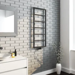 Arezzo Matt Black 1200 X 500 Ladder Heated Towel Rail 9 Arezzo Matt Black 1200 X 500 Ladder Heated Towel Rail -Ideal Standard Store az12mbd2