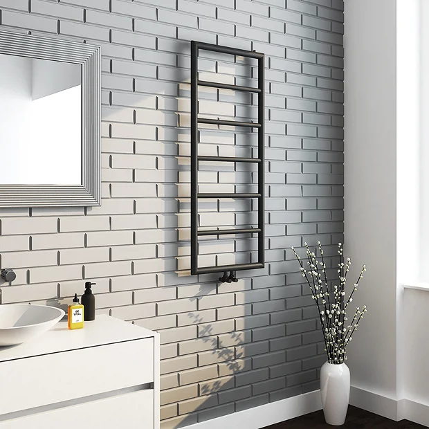 Arezzo Matt Black 1200 X 500 Ladder Heated Towel Rail 6 Arezzo Matt Black 1200 X 500 Ladder Heated Towel Rail - Image 4