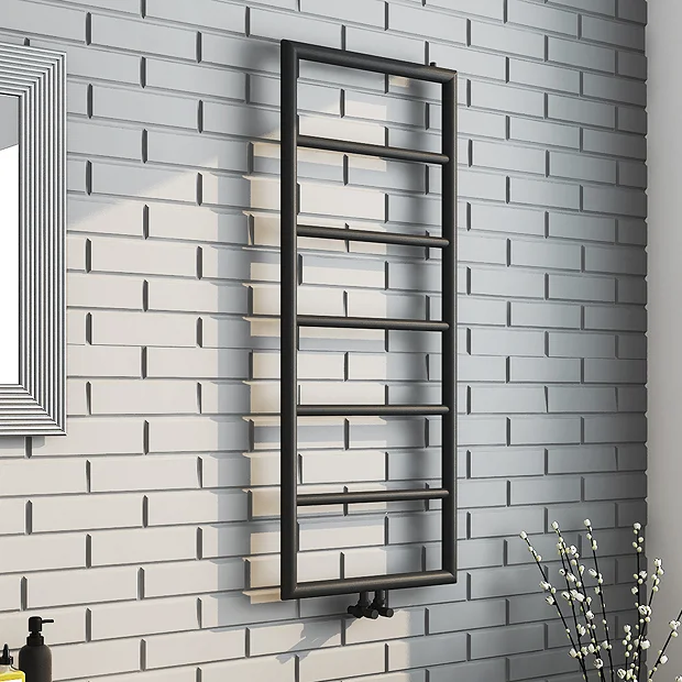 Arezzo Matt Black 1200 X 500 Ladder Heated Towel Rail 4 Arezzo Matt Black 1200 X 500 Ladder Heated Towel Rail - Image 2