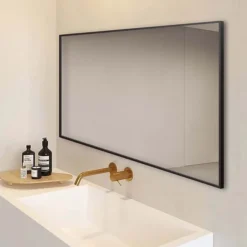 Arezzo Matt Black Square Edge Framed Bathroom Mirror - 1400 X 500mm -Ideal Standard Store az147mb d2