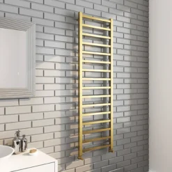 Arezzo Cube Brushed Brass 1600 X 500 Heated Towel Rail -Ideal Standard Store az165bbsq n d1