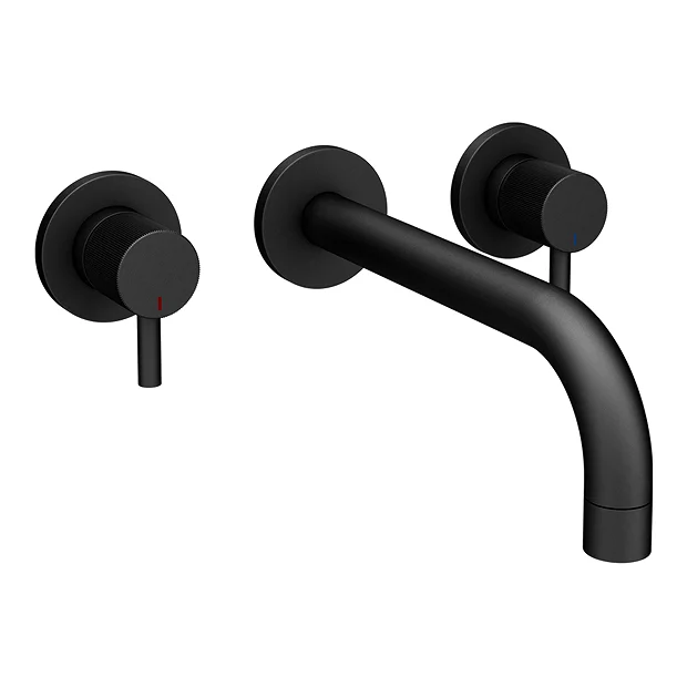 Arezzo Fluted Round Matt Black Wall Mounted (3TH) Bath Filler Tap 3 Arezzo Fluted Round Matt Black Wall Mounted (3TH) Bath Filler Tap