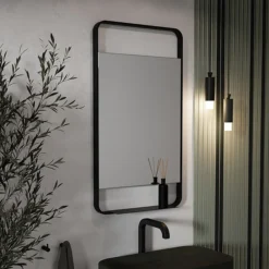 Arezzo Matt Black 550 X 1000mm Mirror With Shelf -Ideal Standard Store az55100mb d1