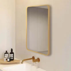 Arezzo Brushed Brass 700 X 500 Rectangular Mirror -Ideal Standard Store az57cvbb l