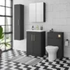 Arezzo 500 Matt Black WC Unit With Cistern, Brushed Brass Flush + Modern Pan 1 Arezzo 500 Matt Black WC Unit With Cistern, Brushed Brass Flush + Modern Pan -Ideal Standard Store az5wcblbb d4
