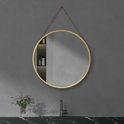 Arezzo Brushed Brass Hanging 600mm Round Bathroom Mirror 9 Arezzo Brushed Brass Hanging 600mm Round Bathroom Mirror -Ideal Standard Store az6hmbb d2