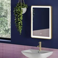 Arezzo 700 X 500mm Brushed Brass LED Touch Sensor Mirror + Anti-Fog -Ideal Standard Store az702 d2