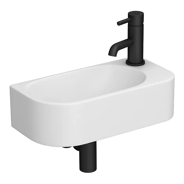 Arezzo 400 X 215mm Curved Wall Hung Cloakroom Basin - Matt White 3 Arezzo 400 X 215mm Curved Wall Hung Cloakroom Basin - Matt White