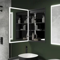 Arezzo 500 X 700mm Recessed LED Illuminated Bathroom Mirror Cabinet With Shaver Socket & Anti-Fog -Ideal Standard Store az8920mb d2
