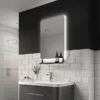 Arezzo Matt Black 800 X 500mm Backlit LED Bathroom Mirror With Hanging Shelf & Anti-Fog -Ideal Standard Store az9003mb d1