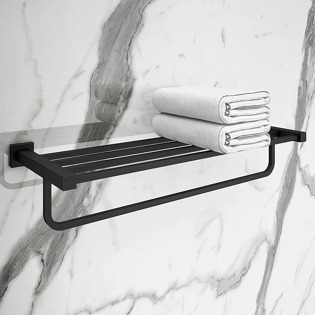 Arezzo Matt Black 600mm Towel Shelf 4 Arezzo Matt Black 600mm Towel Shelf - Image 2