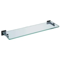 Arezzo Matt Black Modern Single Glass Shelf