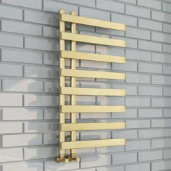 Arezzo Brushed Brass 800 X 500mm 8 Bars Designer Heated Towel Rail 5 Arezzo Brushed Brass 800 X 500mm 8 Bars Designer Heated Towel Rail -Ideal Standard Store azbb8x5b8 l