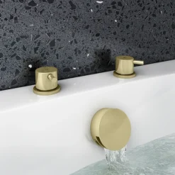 Arezzo Brushed Brass 3/4" Deck Bath Side Valves (Pair) -Ideal Standard Store azbbsdvd1
