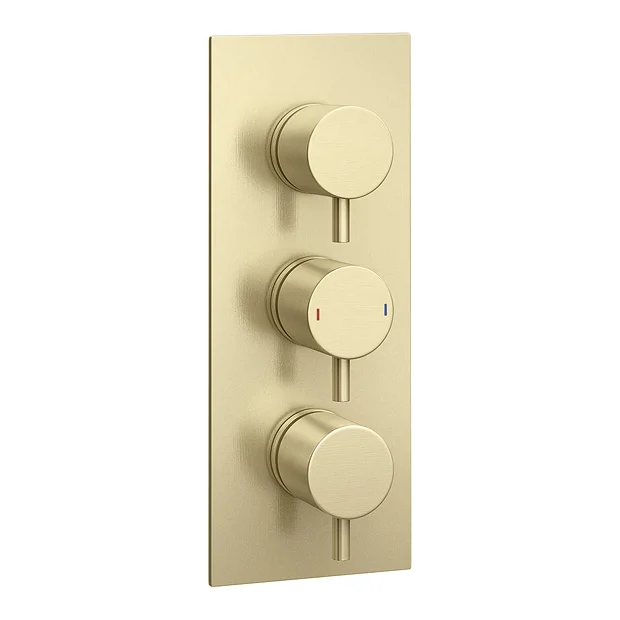 Arezzo Brushed Brass Round Thermostatic Shower Pack With Wall Mounted Head + Handset 7 Arezzo Brushed Brass Round Thermostatic Shower Pack With Wall Mounted Head + Handset - Image 5