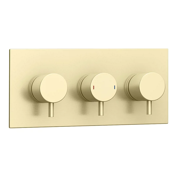 Arezzo Brushed Brass Round Thermostatic Shower Pack With Wall Mounted Head + Handset 8 Arezzo Brushed Brass Round Thermostatic Shower Pack With Wall Mounted Head + Handset - Image 6