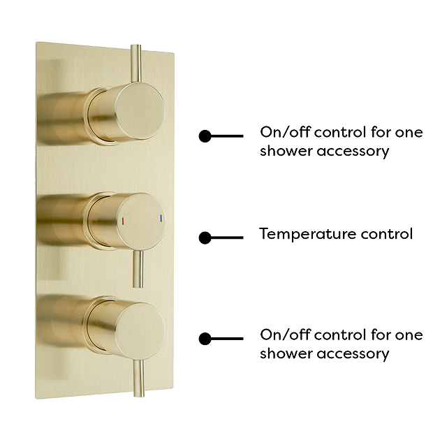 Arezzo Brushed Brass Round Thermostatic Shower Pack With Wall Mounted Head + Handset 3 Arezzo Brushed Brass Round Thermostatic Shower Pack With Wall Mounted Head + Handset