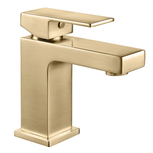 Arezzo Square Brushed Brass Mono Basin Mixer Tap 3 Arezzo Square Brushed Brass Mono Basin Mixer Tap