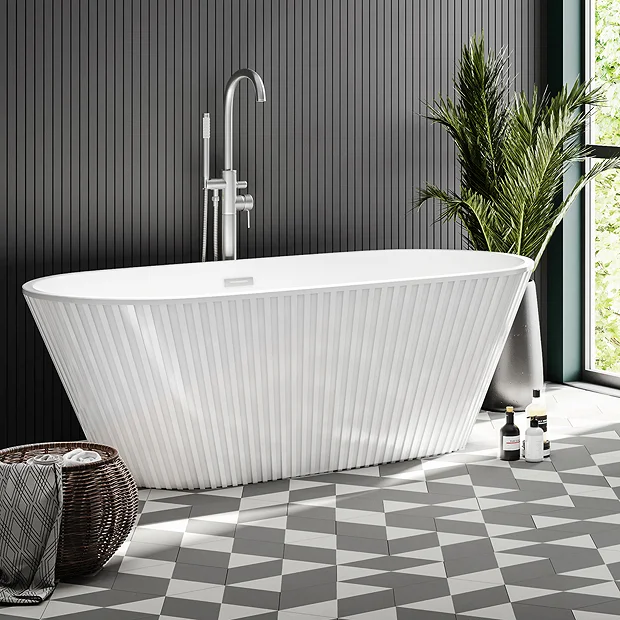 Arezzo Fluted 1700 X 800mm Double Ended Freestanding Bath 3 Arezzo Fluted 1700 X 800mm Double Ended Freestanding Bath - Image 2