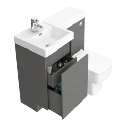 Arezzo 900mm Gloss Grey Combination Bathroom Suite Unit (inc. Cistern + Square Toilet) 9 Arezzo 900mm Gloss Grey Combination Bathroom Suite Unit (inc. Cistern + Square Toilet) -Ideal Standard Store azcbs9gry d1