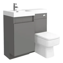 Arezzo 900mm Gloss Grey Combination Bathroom Suite Unit (inc. Cistern + Square Toilet) 10 Arezzo 900mm Gloss Grey Combination Bathroom Suite Unit (inc. Cistern + Square Toilet) -Ideal Standard Store azcbs9gry nd2